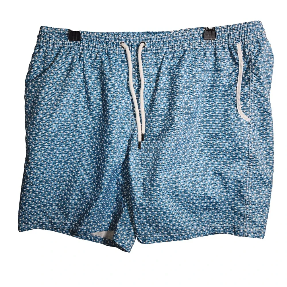 Mr Swim Mens Blue Geometric Triangle Print Swim Trunks Board Shorts XXL 2923